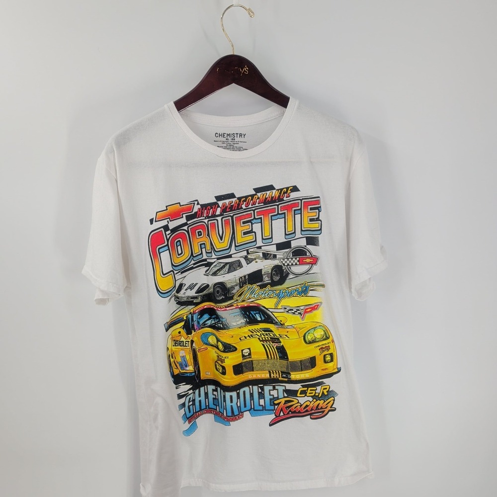 Vintage Chemistry Chevrolet Racing Corvette C6-R Graphic T-Shirt‎ White Size XL